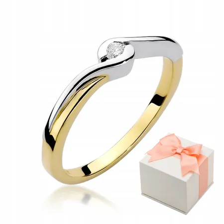 Złoty Delikatny 14K Pierścionek z Brylantem