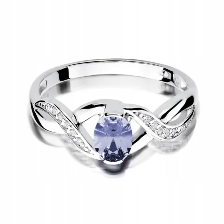 Złoty 14K Pierścionek Zaręczynowy Tanzanit Diament