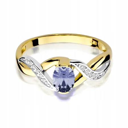 Pierścionek 585 Zaręczynowy Białe Złoto Tanzanit
