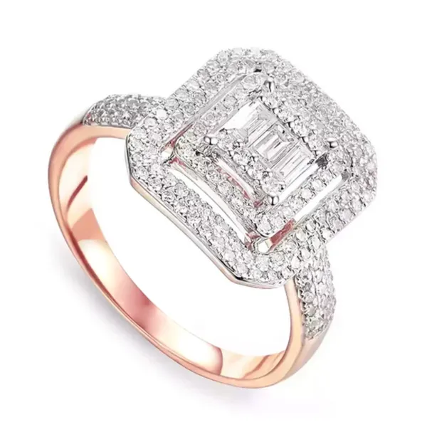 PIERŚCIONEK 585 DIAMENTY RÓŻOWE ZŁOTO GRAWER