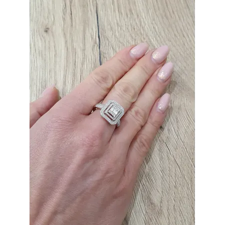 PIERŚCIONEK 585 DIAMENTY RÓŻOWE ZŁOTO GRAWER