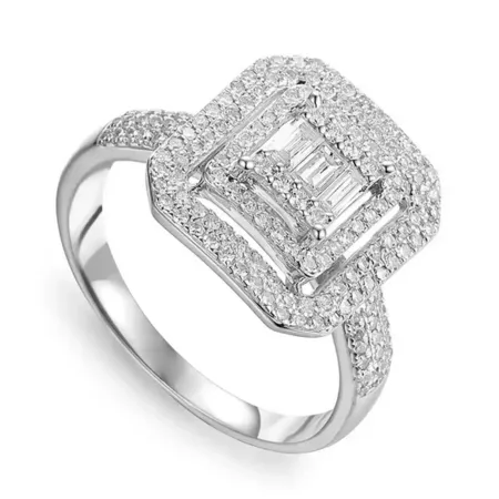 EKSKLUZYWNY 585 PIERŚCIONEK DIAMENTY BIAŁE ZŁOTO