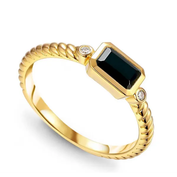 Złoty Pierścionek Agat Diamenty Próba 585 Grawer