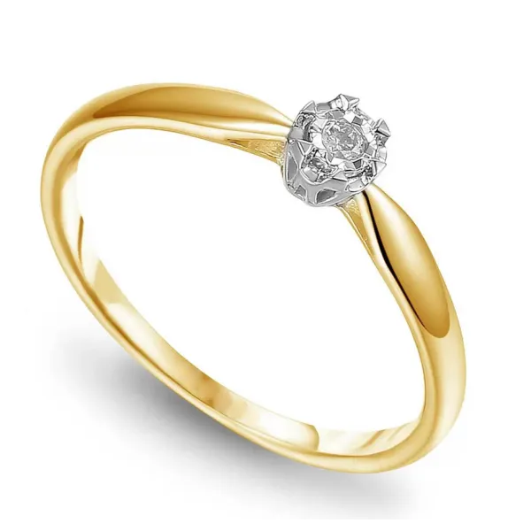 ZŁOTY PIERŚCIONEK ZARĘCZYNOWY 585 BRYLANT 0.04ct