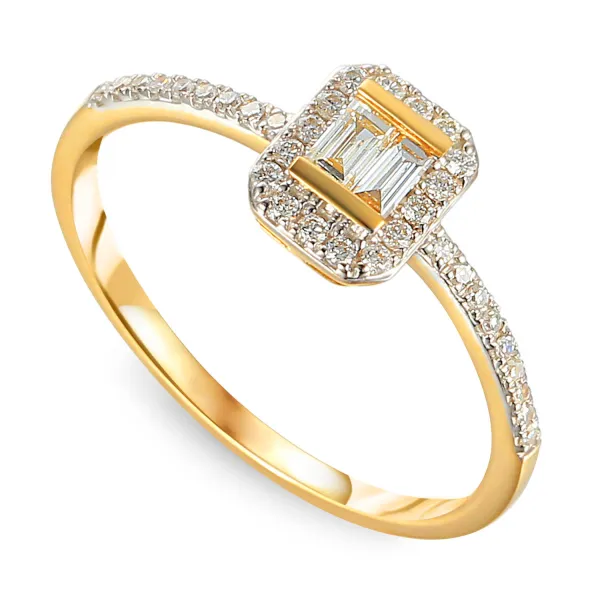 Złoty Zaręczynowy 585 Pierścionek Diamenty Grawer