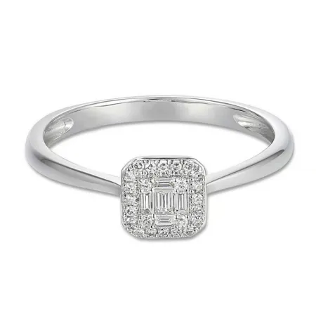 ZŁOTY PIERŚCIONEK DIAMENTY BAGIETKOWE BIAŁE ZŁOTO