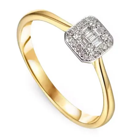 ZŁOTY PIERŚCIONEK 585 DIAMENTY BAGIETKOWE 