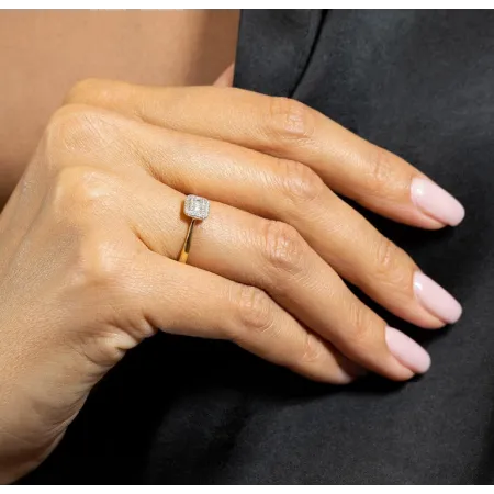 ZŁOTY PIERŚCIONEK 585 DIAMENTY BAGIETKOWE 