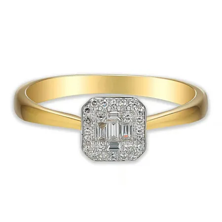 ZŁOTY PIERŚCIONEK 585 DIAMENTY BAGIETKOWE 