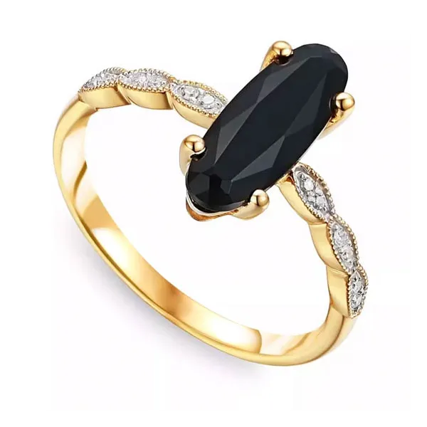 Złoty Pierścionek Agat Diamenty Próba 585 Grawer