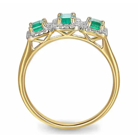 Złoty Pierścionek 585 Szmaragdy i Diamenty 