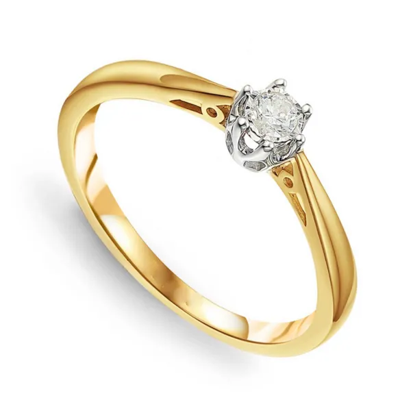 ZŁOTY 585 PIERŚCIONEK ZARĘCZYNOWY BRYLANT 0.08ct