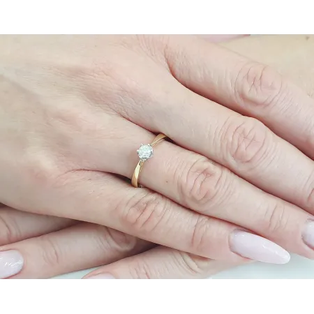 ZŁOTY 585 PIERŚCIONEK ZARĘCZYNOWY BRYLANT 0.14ct