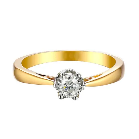 ZŁOTY 585 PIERŚCIONEK ZARĘCZYNOWY BRYLANT 0.14ct