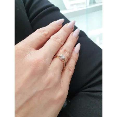 ZŁOTY 585 PIERŚCIONEK ZARĘCZYNOWY BRYLANT 0.19ct