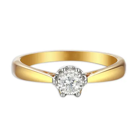 ZŁOTY 585 PIERŚCIONEK ZARĘCZYNOWY BRYLANT 0.19ct