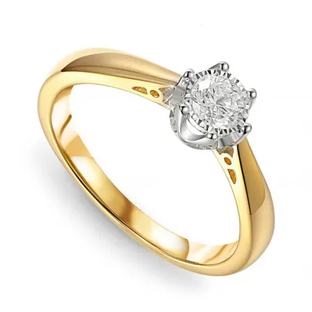 ZŁOTY 585 PIERŚCIONEK ZARĘCZYNOWY BRYLANT 0.23ct
