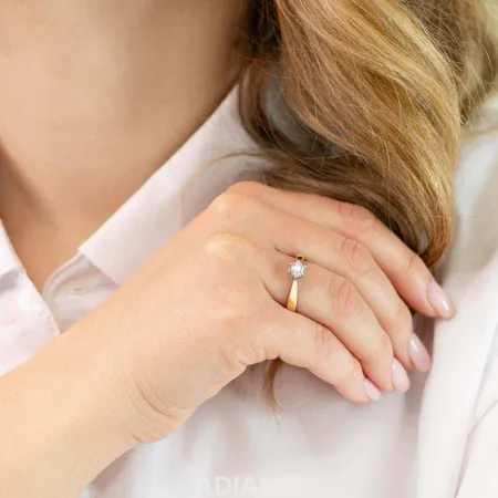 ZŁOTY 585 PIERŚCIONEK ZARĘCZYNOWY BRYLANT 0.23ct