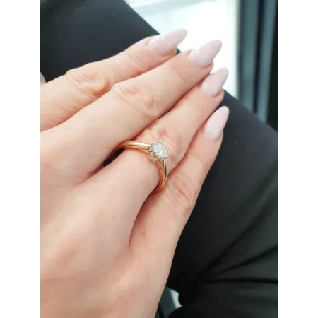 ZŁOTY 585 PIERŚCIONEK ZARĘCZYNOWY BRYLANT 0.23ct