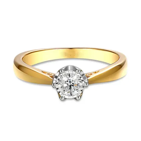 ZŁOTY 585 PIERŚCIONEK ZARĘCZYNOWY BRYLANT 0.23ct