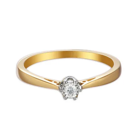 ZŁOTY 585 PIERŚCIONEK ZARĘCZYNOWY BRYLANT 0.06ct