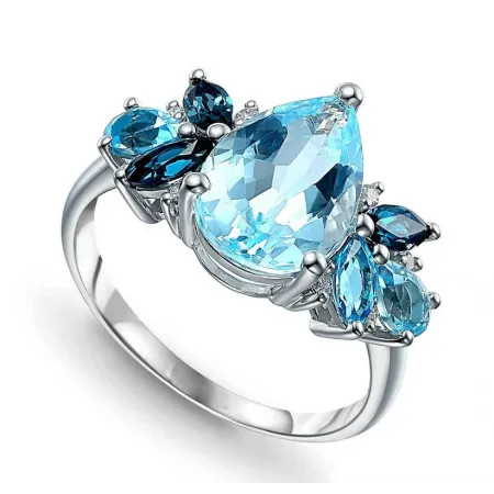 ZŁOTY PIERŚCIONEK 585 Z TOPAZAMI I DIAMENTAMI BZ