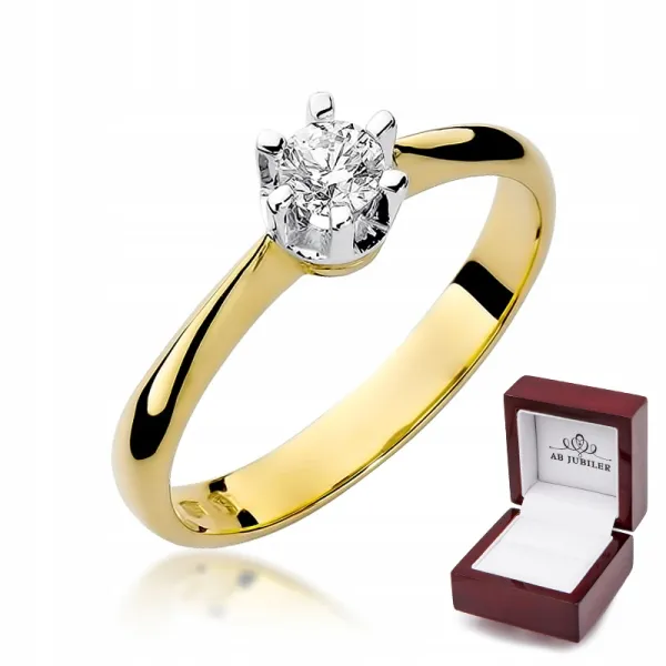Złoty Pierścionek Zaręczynowy Brylant 0,23ct