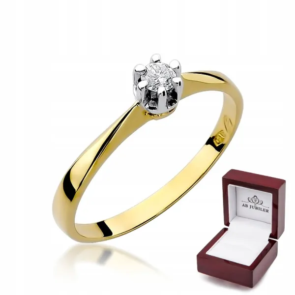 Złoty Pierścionek Zaręczynowy z Brylantem 0,10ct