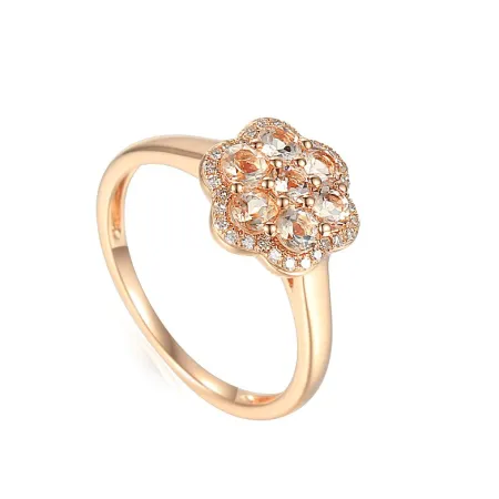 Pierścionek Morganit Diamenty Różowe Złoto pr. 585