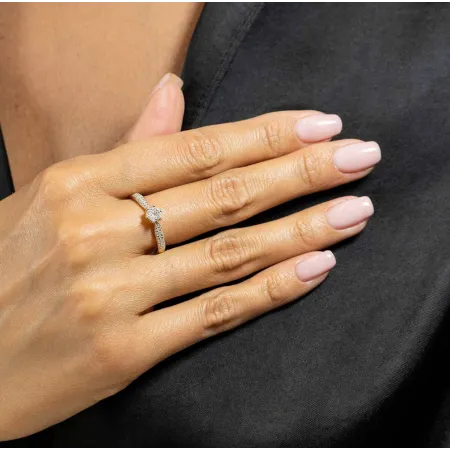 Złoty Pierścionek z Diamentami Próba 585 Grawer