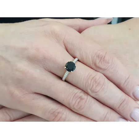 Złoty 585 Pierścionek Agat Diamenty Grawer