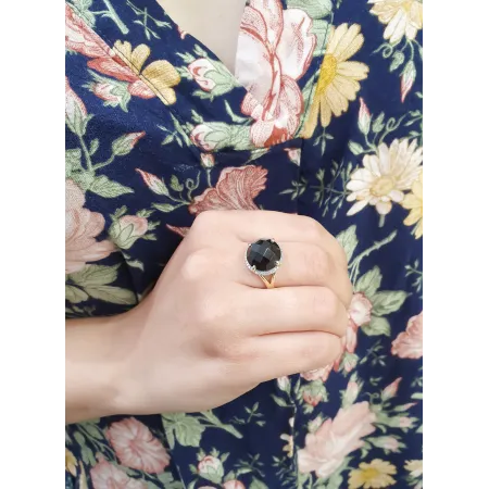 Złoty Pierścionek z Agatem i Diamentami pr 585