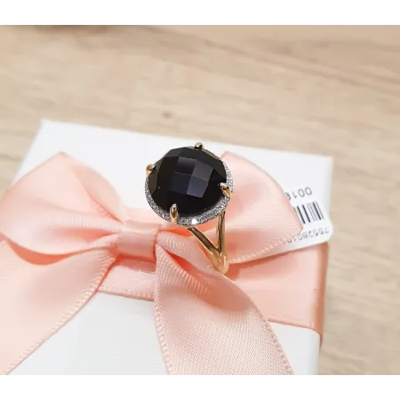 Złoty Pierścionek z Agatem i Diamentami pr 585