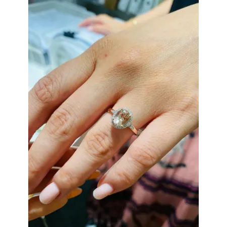 Pierścionek 585 Morganit Diamenty Różowe Złoto