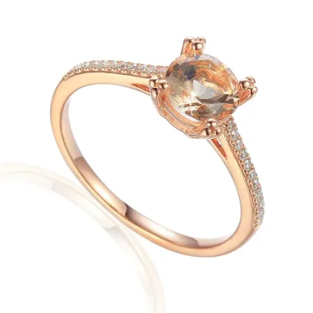 Różowy Pierścionek Zaręczynowy Morganit Diamenty
