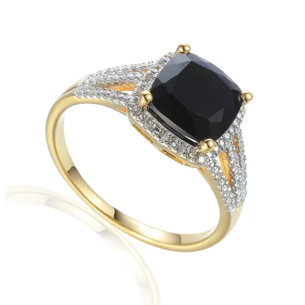 Pierścionek 585 Agat Diamenty Na Prezent