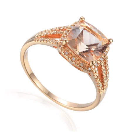 Pierścionek 585 Morganit Diamenty Różowe Złoto