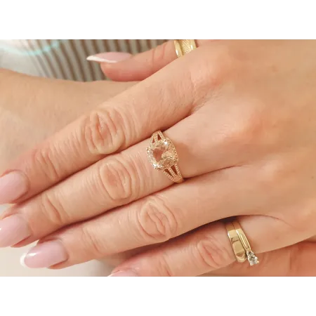 Pierścionek 585 Morganit Diamenty Różowe Złoto