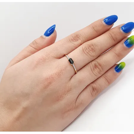 Złoty Pierścionek Agat Diamenty Próba 585