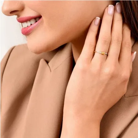 Złoty Pierścionek Cytryn Diamenty pr 585 Grawer