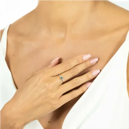 Pierścionek Zaręczynowy 585 Topaz Diamenty Grawer