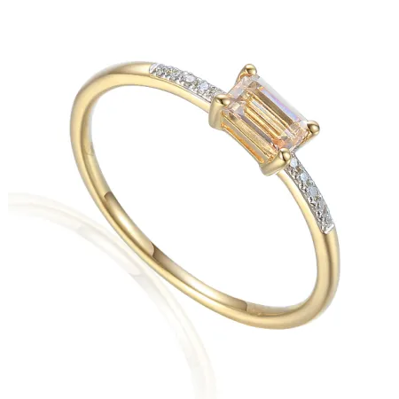 Złoty Pierścionek Morganit Diamenty Próba 585