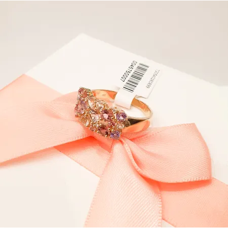 Pierścionek Morganit Biały Topaz Ametyst Diamenty