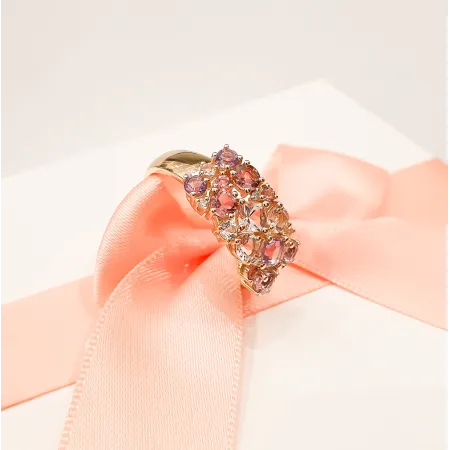 Pierścionek Morganit Biały Topaz Ametyst Diamenty