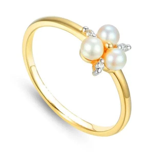 Złoty Pierścionek Perła Diamenty Grawer pr 585