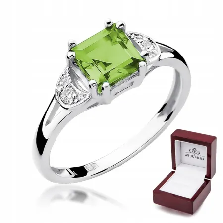 Pierścionek w Białym Złocie Oliwin Diamenty Grawer