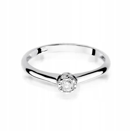 Złoty 14K Delikatny Pierścionek Brylant Grawer