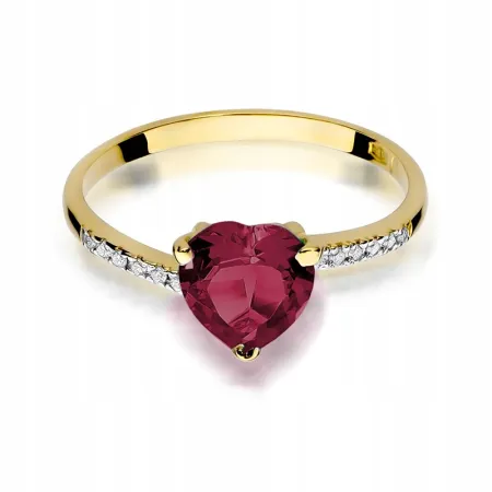 Złoty 585 Pierścionek Rubin 1,70ct i Brylanty