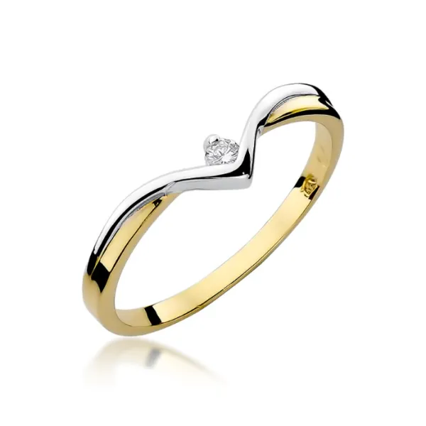 Pierścionek Zaręczynowy Żółto Białe Złoto Brylant