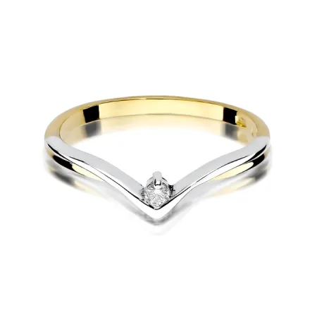 Pierścionek Zaręczynowy Żółto Białe Złoto Brylant